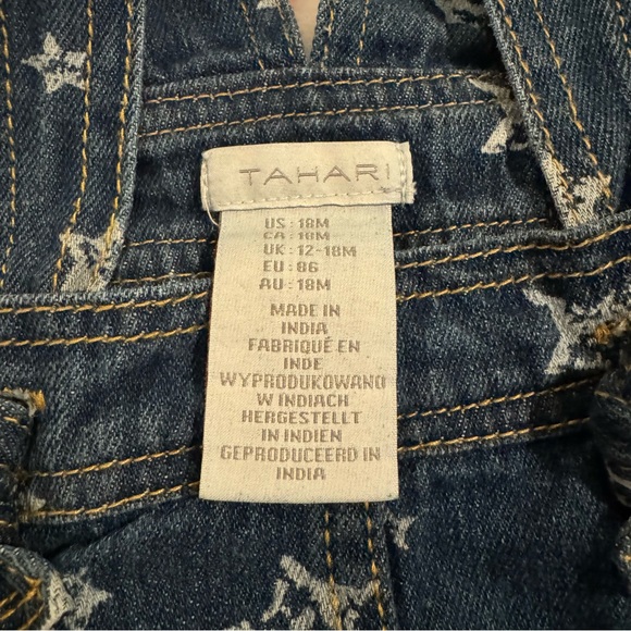 Tahari Baby Jean Jumper Dress with 3/4 length light pink shirt - Size 18 months - Picture 7 of 9